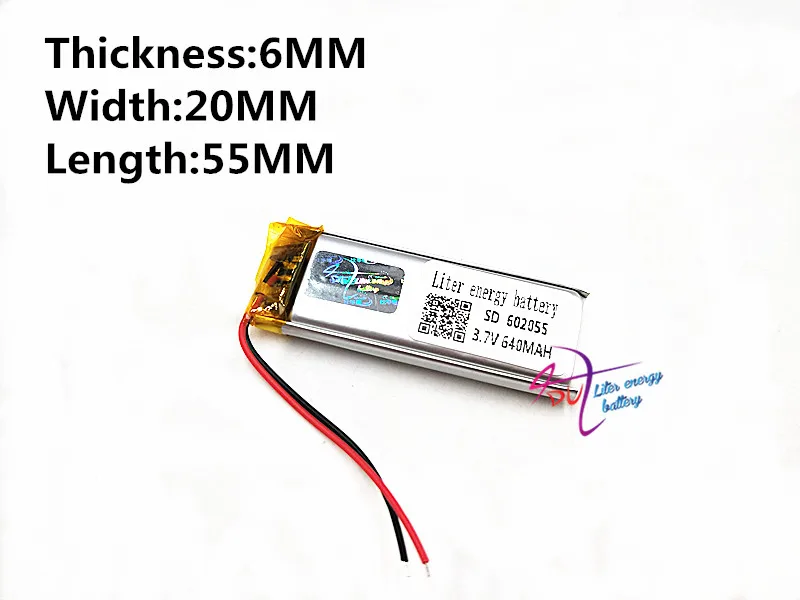 3,7 в 640 мАч 602055 литий-полимерная аккумуляторная батарея литиевая батарея для gps DVD мобильного видео игровой коврик электронные книги