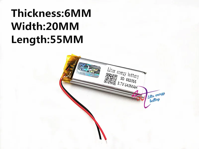 

3.7V 640mAh 602055 Lithium Polymer Rechargeable Battery Liter energy battery for GPS DVD mobile video game PAD E-books
