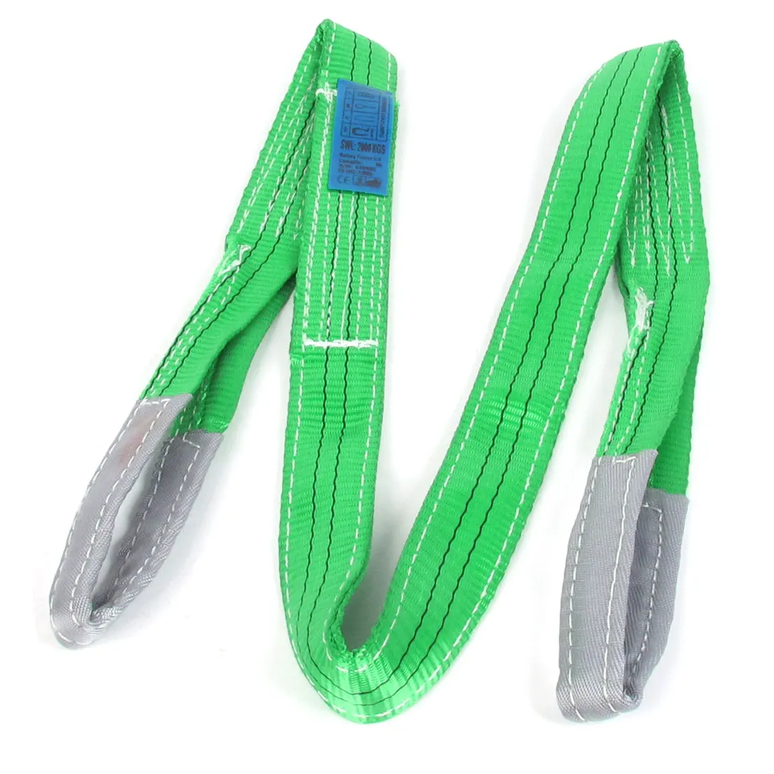 

2 Ton Swl Green Gray Tow Strap Hoist Webbing Lifting Strap 2M Long