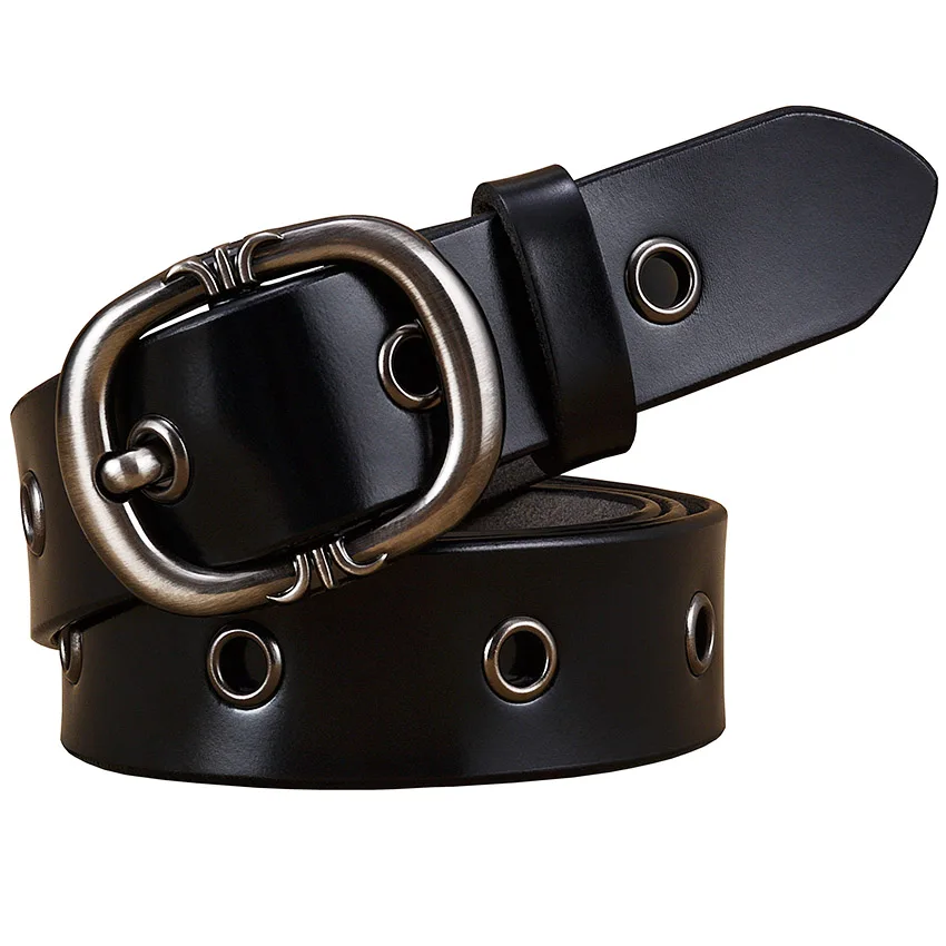 ladies belts for dresses Fashion Metal hollow genuine leather belts for women Quality Pin buckle belt woman Cow skin waist strap for jeans Width 2.8 cm wrap belt Belts