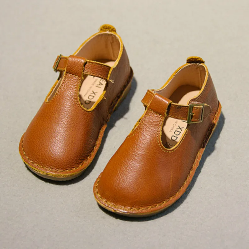 Fashion Childrens Genuine Leather Shoes Girls Mary Jane Shoes Retro