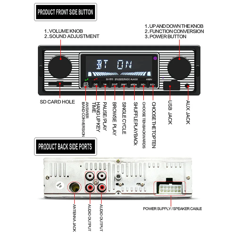 Автомобильный стереопроигрыватель с Bluetooth один Din радио mp3 плеер USB/SD/AUX/FM приемник
