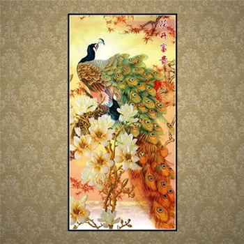 

Diamond painting / peacock pattern 5D DIY diamond painting cross stitch round shape / diamond embroidery home decoration