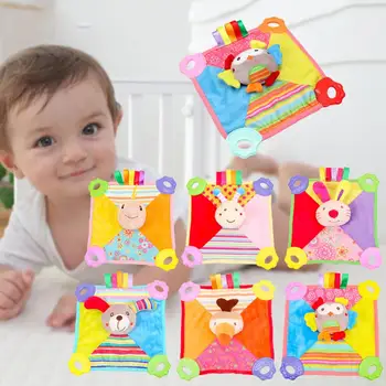 

Baby Plush Animal Pacifier Square Saliva Towel with Teether Appease Soothing Toy