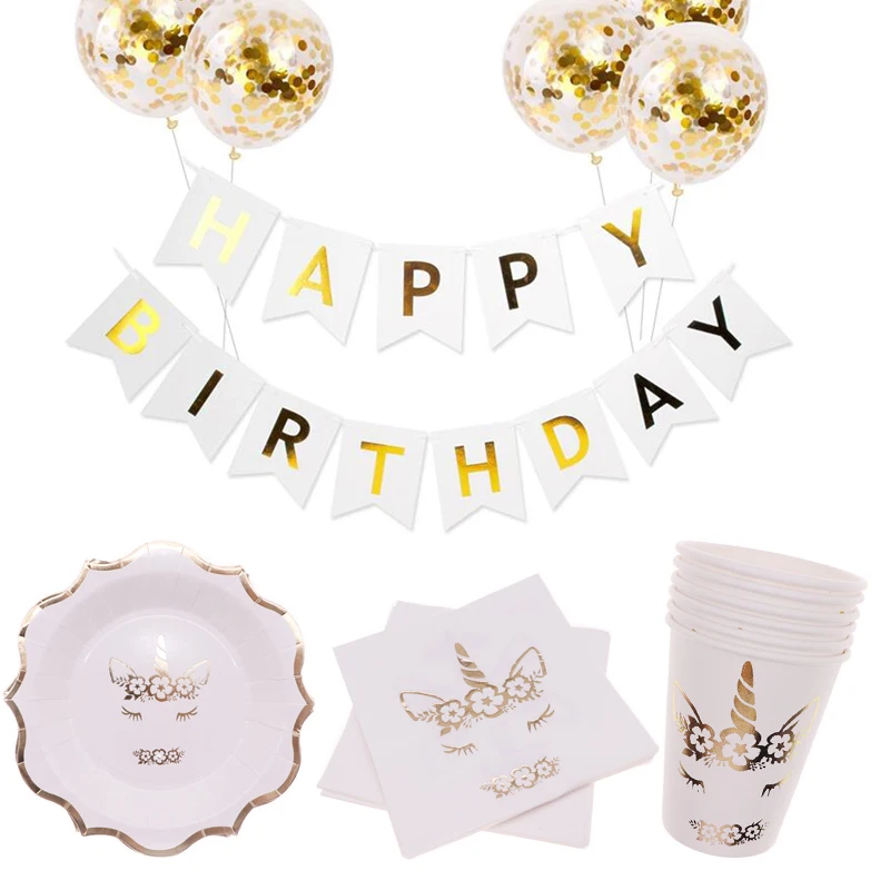 Cartoon Unicorn 6pcs/lot party Tableware Gold Foil plate cup napkins Straw theme happy birthday wedding Christmas decoration
Cartoon Unicorn 6pcs/lot party Tableware Gold Foil plate cup napkins Straw theme happy birthday wedding Christmas decoration