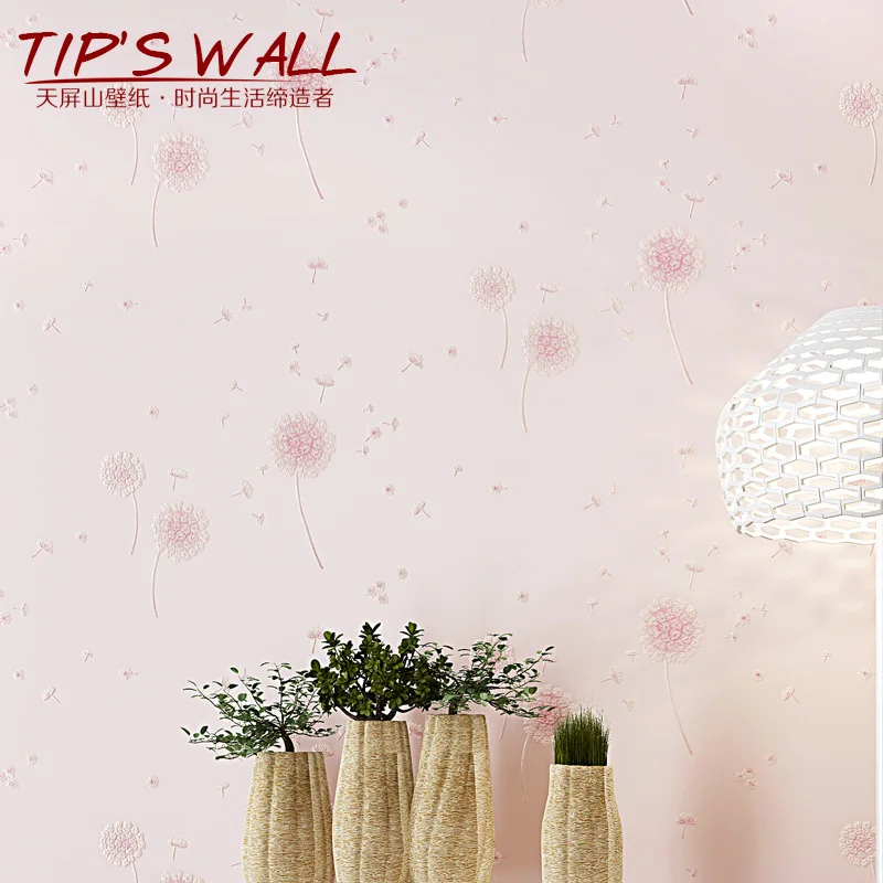 Обои самоклеющиеся 3D уютные розовые Одуванчики для девочек спальни