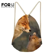 FORUDESIGNS/повседневные мужские сумки на шнурке, детские мягкие пляжные рюкзаки с 3D принтом лисы и животных, дорожные сумки для хранения для мальчиков-подростков
