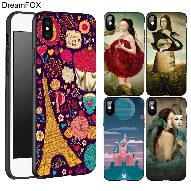 DREAMFOX K071 Dream On Стиль черный мягкий силиконовый чехол из ТПУ для Apple iPhone XR XS Max X 8 7 6 S