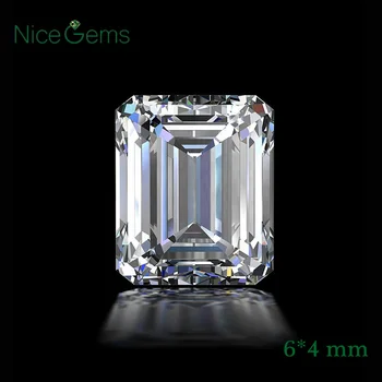 

NiceGems 0.58CTW Emerald Cut Moissanite Gemstone 6*4mm EF Color Loose Stone Lab created Moissanits For Rings Jewelry Making