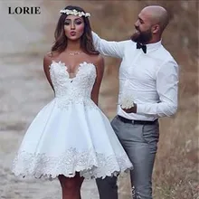 LORIE супер миниатюрное свадебное платье трапециевидной формы с кружевной аппликацией летнее Милое Свадебное платье без рукавов белые праздничные платья цвета слоновой кости