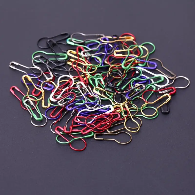 

100pcs/box Mixed Color Safety Pins Calabash Gourd Shape Safety Pin Markers Pins Craft Sewing Knitting Stitch Holder Accessories