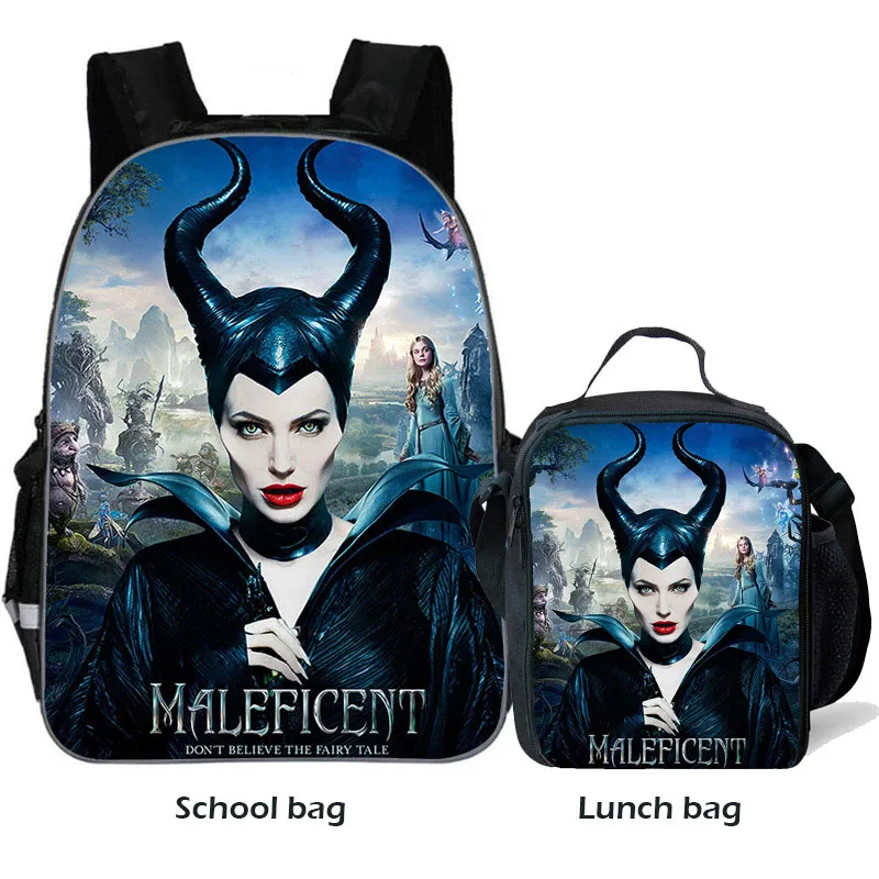 Maleficent школьная сумка для подростков девочек и мальчиков, детский персональный школьный рюкзак, модный Сказочный рюкзак с принтом из фильма школьные рюкзаки - Цвет: 2 pcs sets