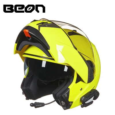 BEON мотоциклетный шлем с двойными линзами и BLUETOOTH, шлем для мотокросса, мотокросса, верховой езды - Цвет: yellow bluetooth