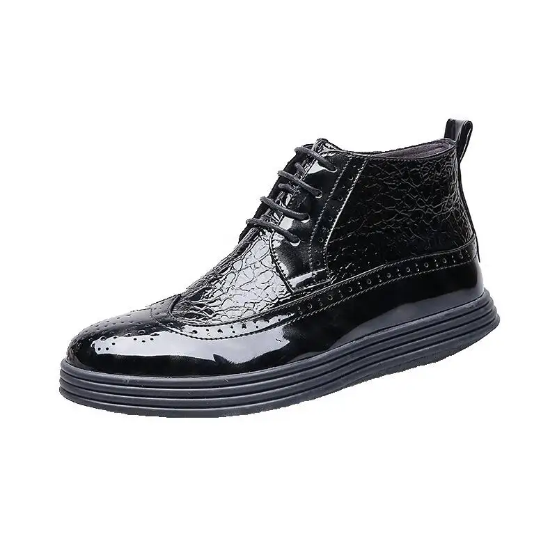 

italian brand design men fashion party nightclub dress bright patent leather bullock shoes platform carved brogue oxfords shoe