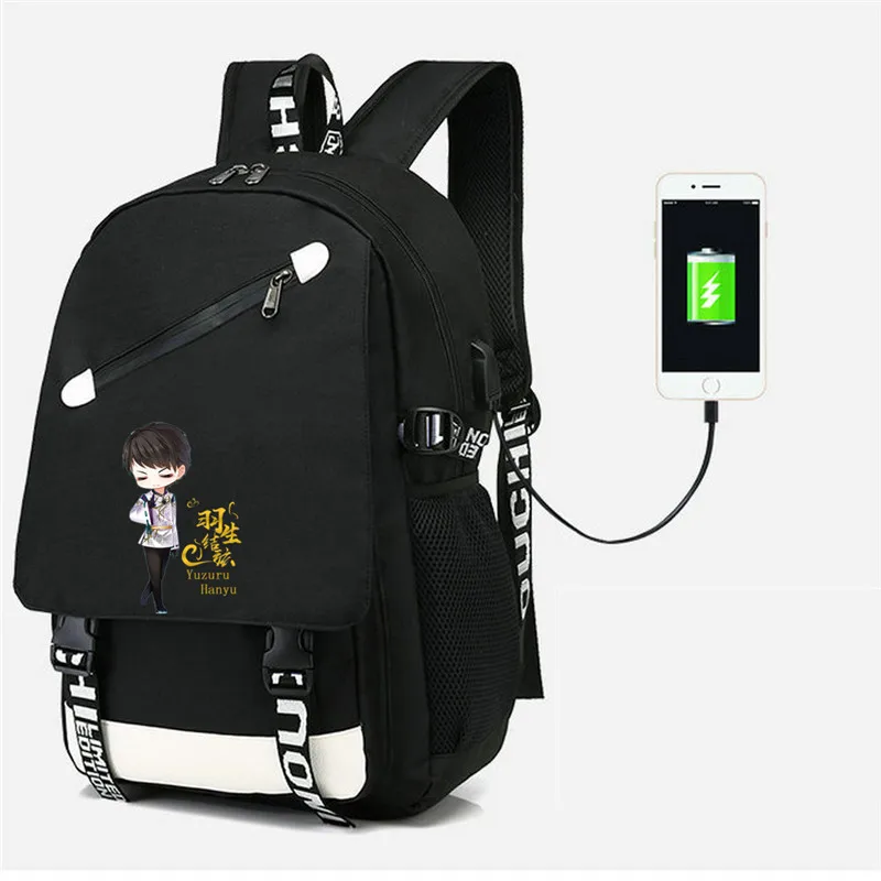 Yuzuru Hanyu Yuri on ice рюкзак для роликовых коньков USB порт Сумка дорожная школьная сумка USB мода подростков Повседневная сумка для ноутбука