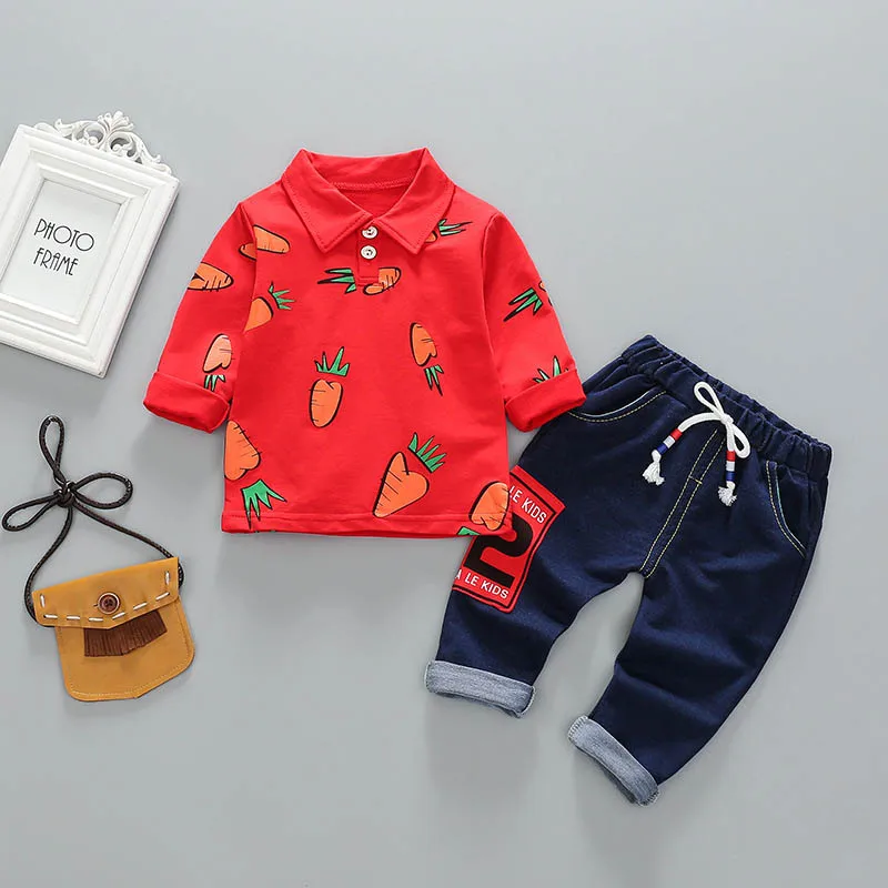 

2019 spring children clothing boys clothes sets fashion printing cotton long sleeve top+pants 2pcs tracksuit suits for 1-4Y boy