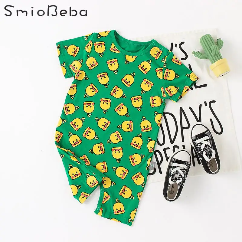 

Baby Boys Rompers Clothes Short Sleeves Summer 2019 Girls Green Ducks Japan Korean Jumpsuit Sunsuit Baby Newborn Clothing Kids