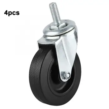 

4Pcs 3-inch Light Weight PVC Metal GCR15 Steel Ball Black Screw Caster For Trolleys dinners Caster Wheels Furniture