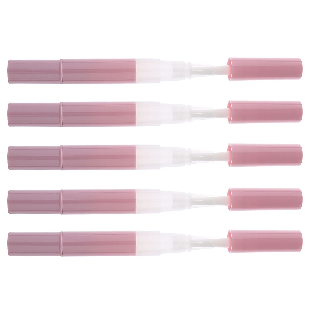 5Pcs 3ml Portable Empty Twist Pen with Brush Cuticle Oil Container Lip Gloss Balm Nail Polish Tube