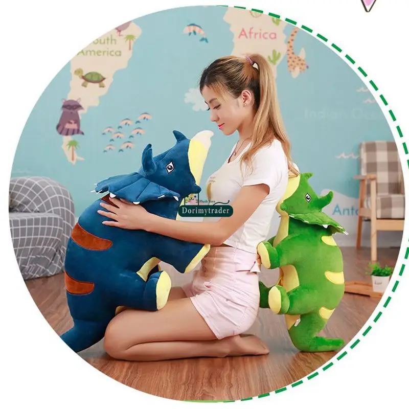 Dorimytrader New Pop 120cm Giant Soft Anime  Triceratops Plush Toy 47inch Stuffed Cartoon Dinosaur Doll Pillow Child Kids Gift DY61729  (14)