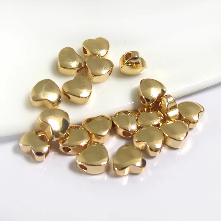 6*6*3mm Gold color Heart spacer beads for DIY Ladies jewelry making
