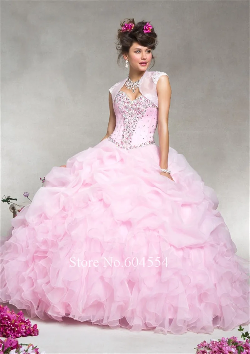 New Custom Made Debutante Dress Free Jacket Baby Pink Shining Crystal Beading Ball Gown Quinceanera Prom | Свадьбы и торжества