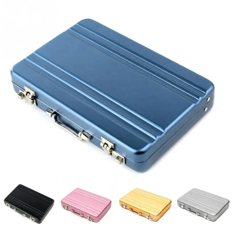 

New Metal Business ID Credit Card Holder Mini Suitcase Business Bank Card Name Card Holder Box Case Organizer #108