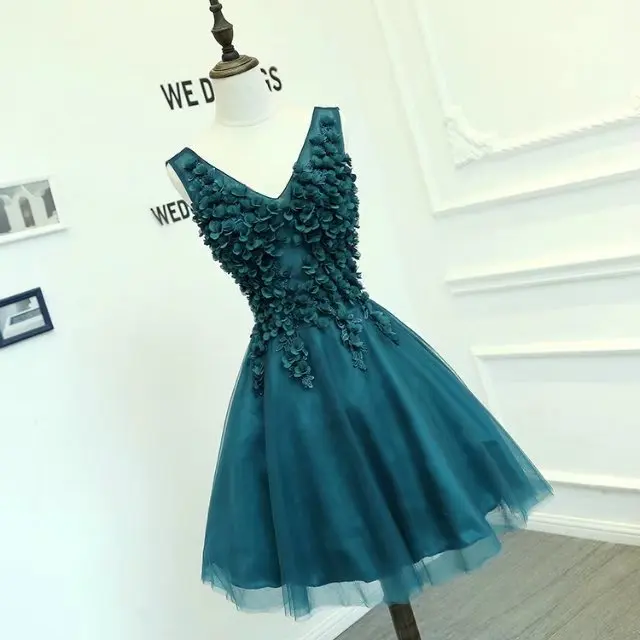azul pavao vestido de formatura curto