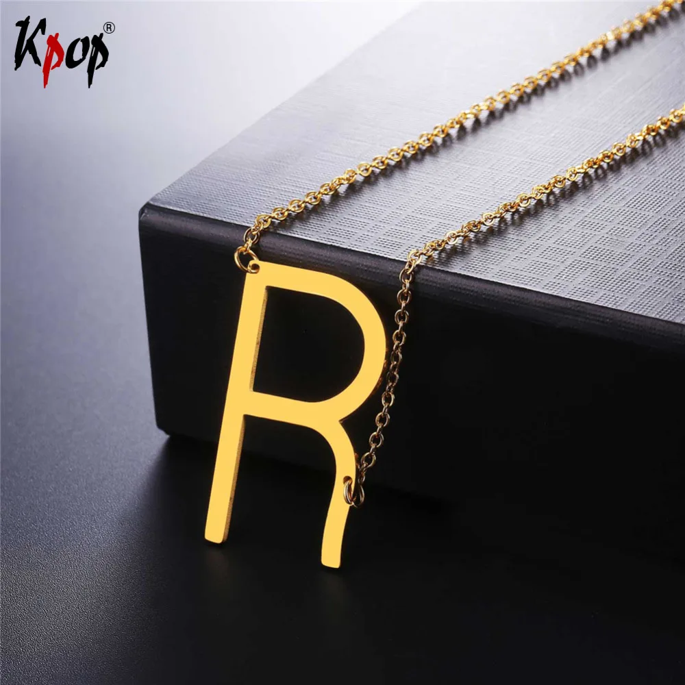 547 50 De Descuentokpop Acero Inoxidable Letra R Colgante Con Gargantilla De Cadena Orocolor Negro Para Hombremujer Clavícula Cadena Collar