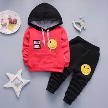 BibiCola/комплекты одежды для детей осенняя одежда для маленьких мальчиков Модная толстовка с капюшоном+ штаны, комплект из 2 предметов детская одежда