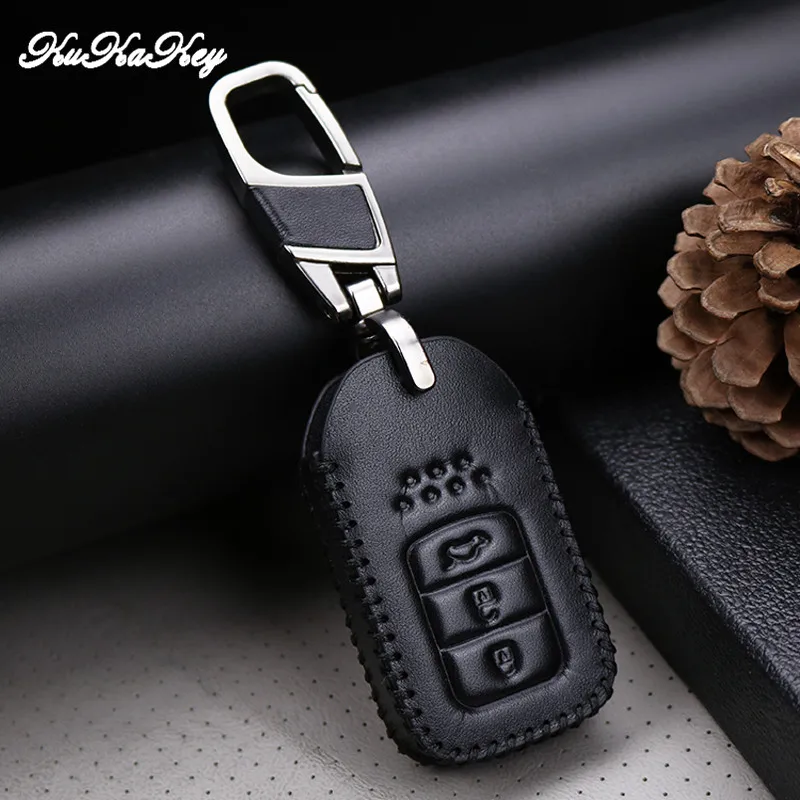 Kukakey дистанционного Smart Ключи чехол для Honda Accord vezel Civic Pilot CRV вариабельности сердечного ритма Джаз кожаный брелок для ключей Key Holder Обложка fob