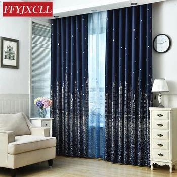 

Blackout Curtain For Living Room Children Bedroom Cartoon Sea Castle Printed Voile Curtain kids Curtains Cloth Tulle Cortinas
