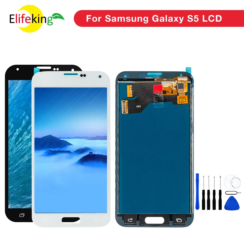 5 шт./лот S5 ЖК-экран для Samsung Galaxy G900 G900F G900I G900M полное тестирование работы сенсорный