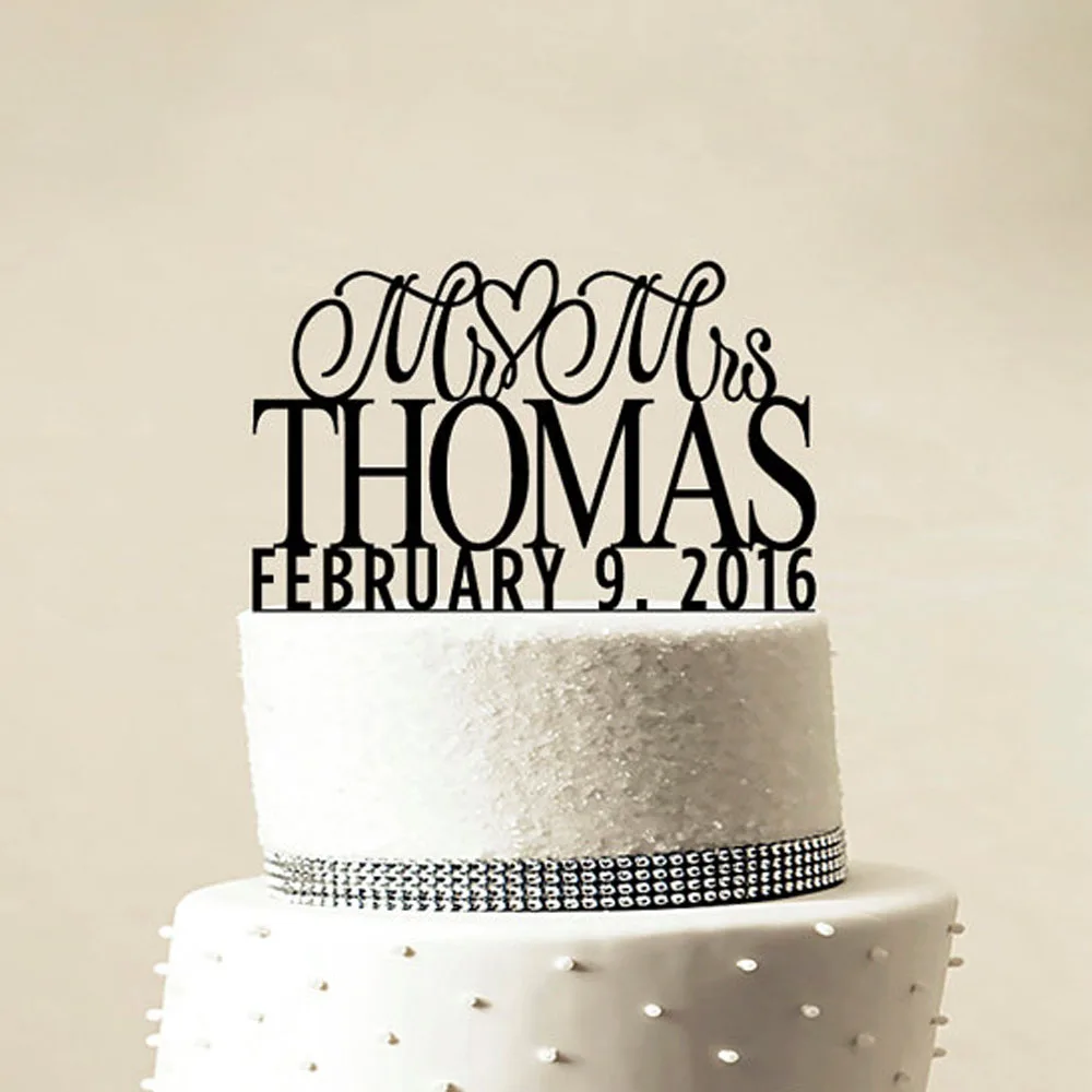 

Custom Wedding Cake Topper - Personalized Monogram Cake Topper - Mr and Mrs - Cake Decor - Bride and Groom Black Gold Silver