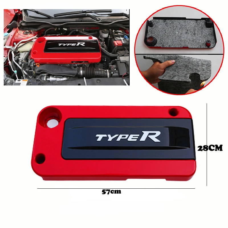 Brand New Car Red Engine Plate Cover Soundproof Type R For Honda