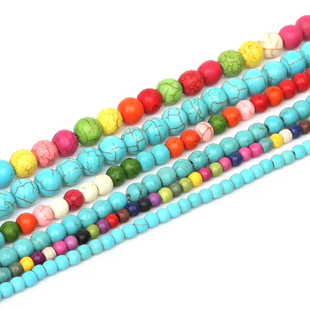 

Pick Size 4mm/6mm/8mm Calaite Howlite Round Beads Synthetise Dyed Stone Beads 15'' For DIY Bracelets Jewelry Making Findings