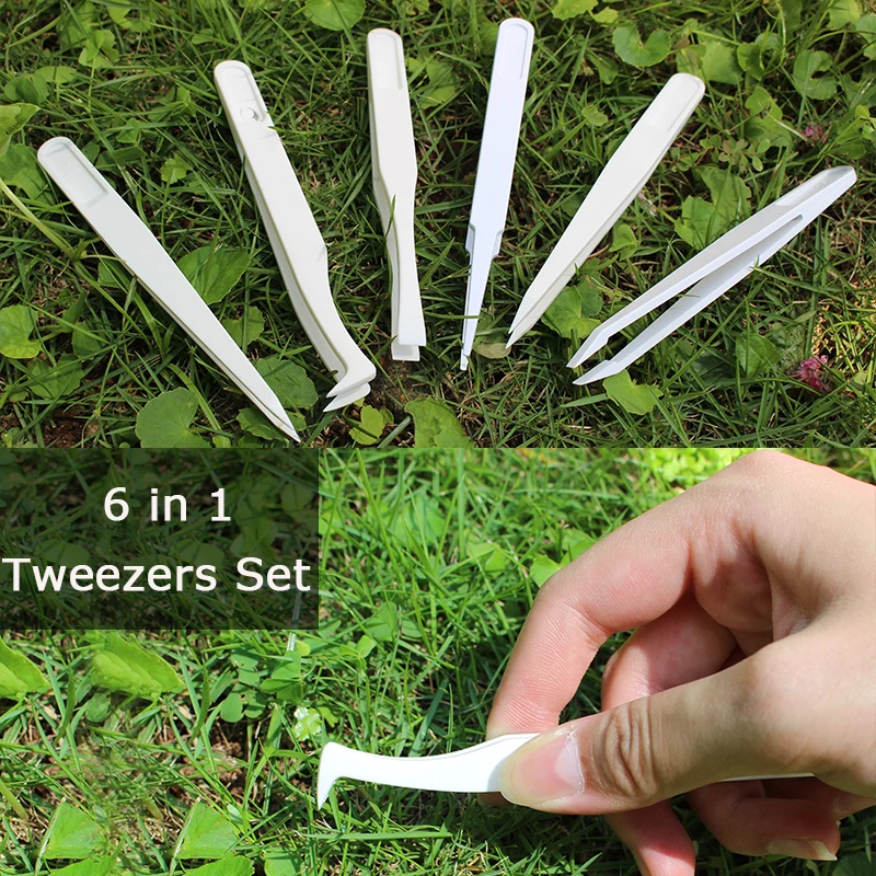 

100pcs Industrial White tweezers Safe Anti-static and Antimagnetic Heat Resistant Plastic Tweezers Repair Hand Tools