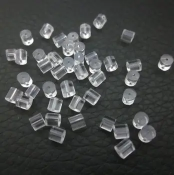 

200pcs 3mm Transparent cylindrical DIY Earrings Jewelry Accessories Clear Rubber Plastic Earring Back Bullet Ear Plugging Plug