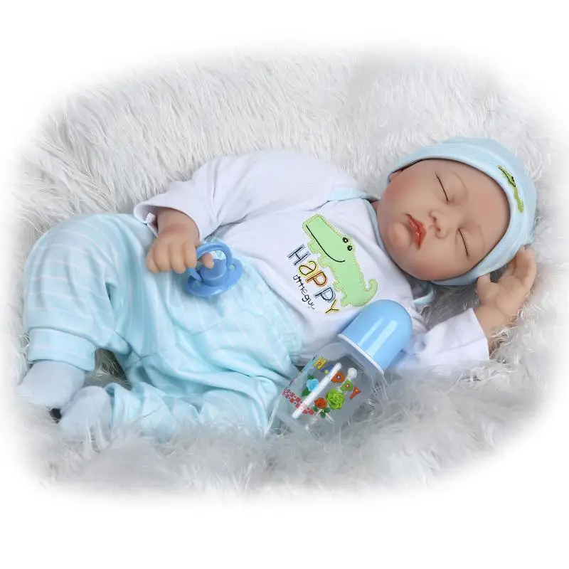 

22" Real sleeping boy reborn babies toys brand silicone doll reborn baby real alive boneca para meninas
