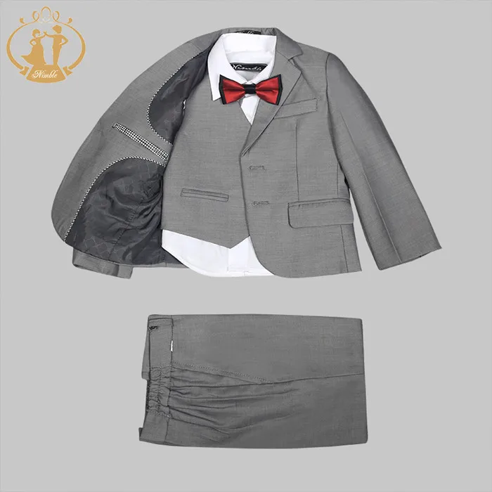 Nimble/костюм для мальчика школьного торжественный комплект кнопка Пиджаки для мальчиков roupas infantis menino костюмы для мальчиков для свадьбы бега Garcon - Цвет: Gray as picture