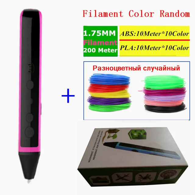 Cheap Newest 3D Pens With Voice Broadcast DC 5V 2A USB Charge 3D Doodler Pen Can ADD 10 Colors 3D Pen Filament(100M PLA+100M ABS)