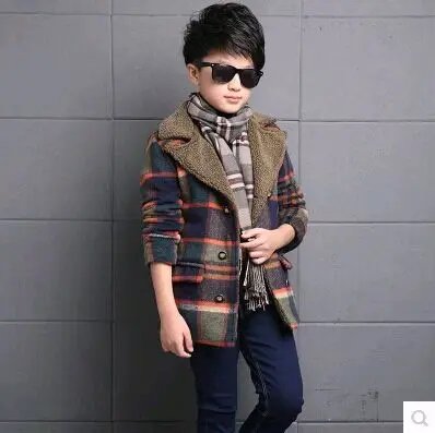 

Free Shipping 2017 children's winter clothing boy coat winter coat big children hooded woolen coat children's clothing