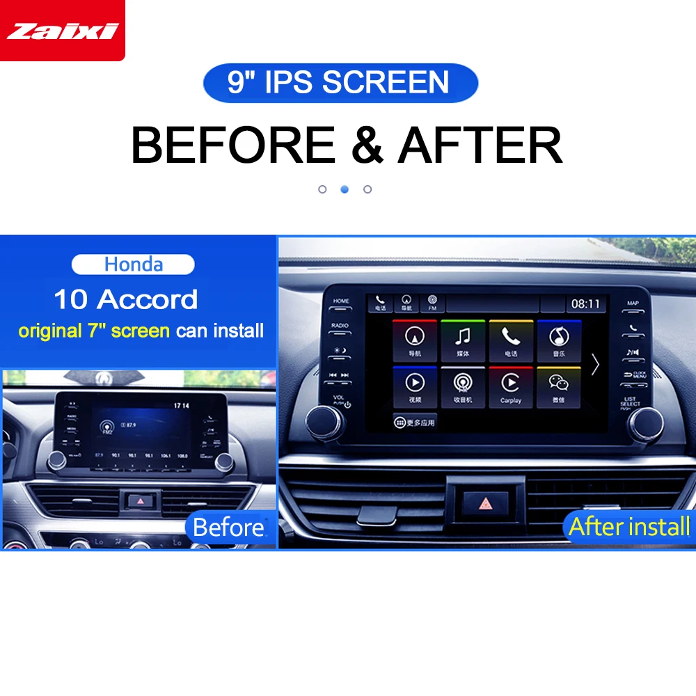 ZaiXi Android GPS для Honda Accord 2018 2019 2020 HD сенсорный экран мультимедийный плеер Радио Стерео