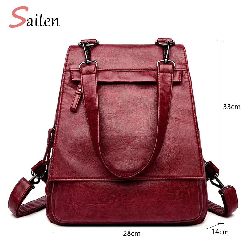 

New Women Multifunction Backpacks High Quality Youth Leather Backpacks for Teenage Girls Female Casual Shoulder Bag Women's Bags