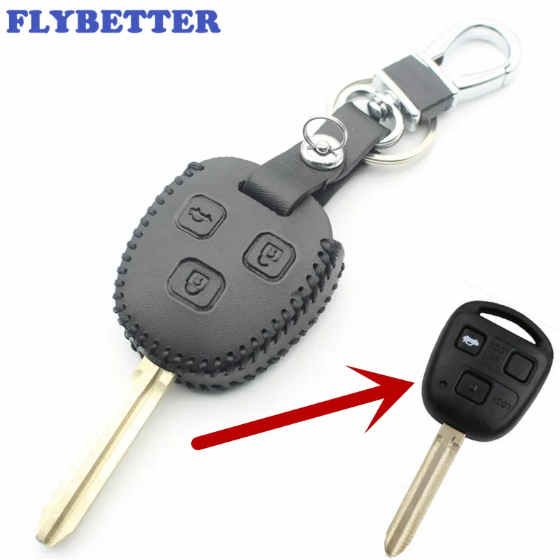 FLYBETTER натуральная кожа 3 чехол для ключей с кнопками Toyota Land Cruiser/Camry/Corolla/FJ Cruiser