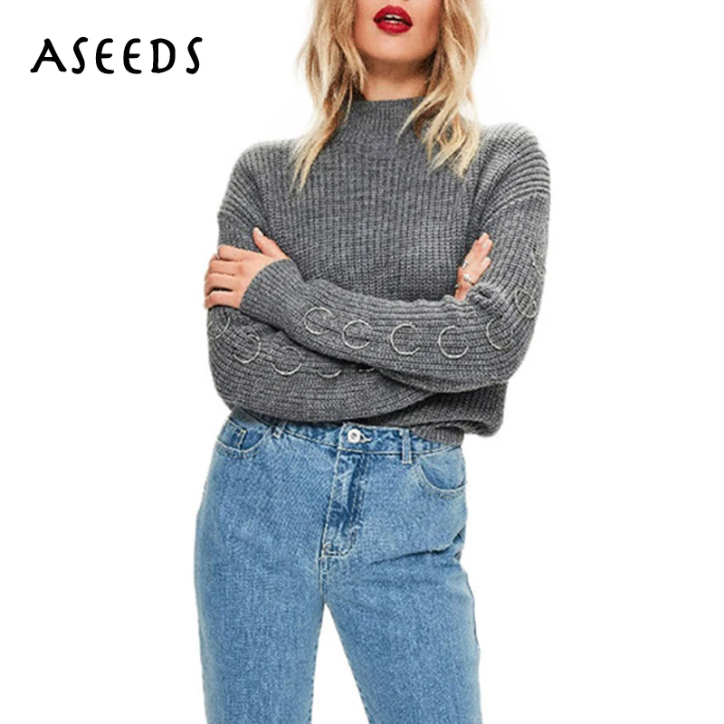 2017 autumn long sleeve steel ring sweater women sweaters and pullovers
