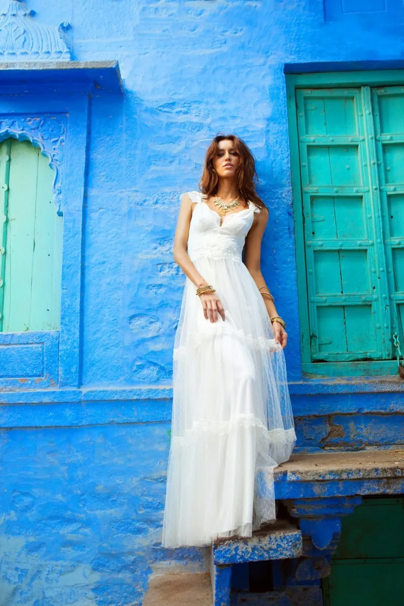 

Vestido De Noiva Vintage 2015 Hippie Wedding Dresses Beach Boho Vestido Cheap Chiffon Camouflage Wedding Dress Vestidos De Boda
