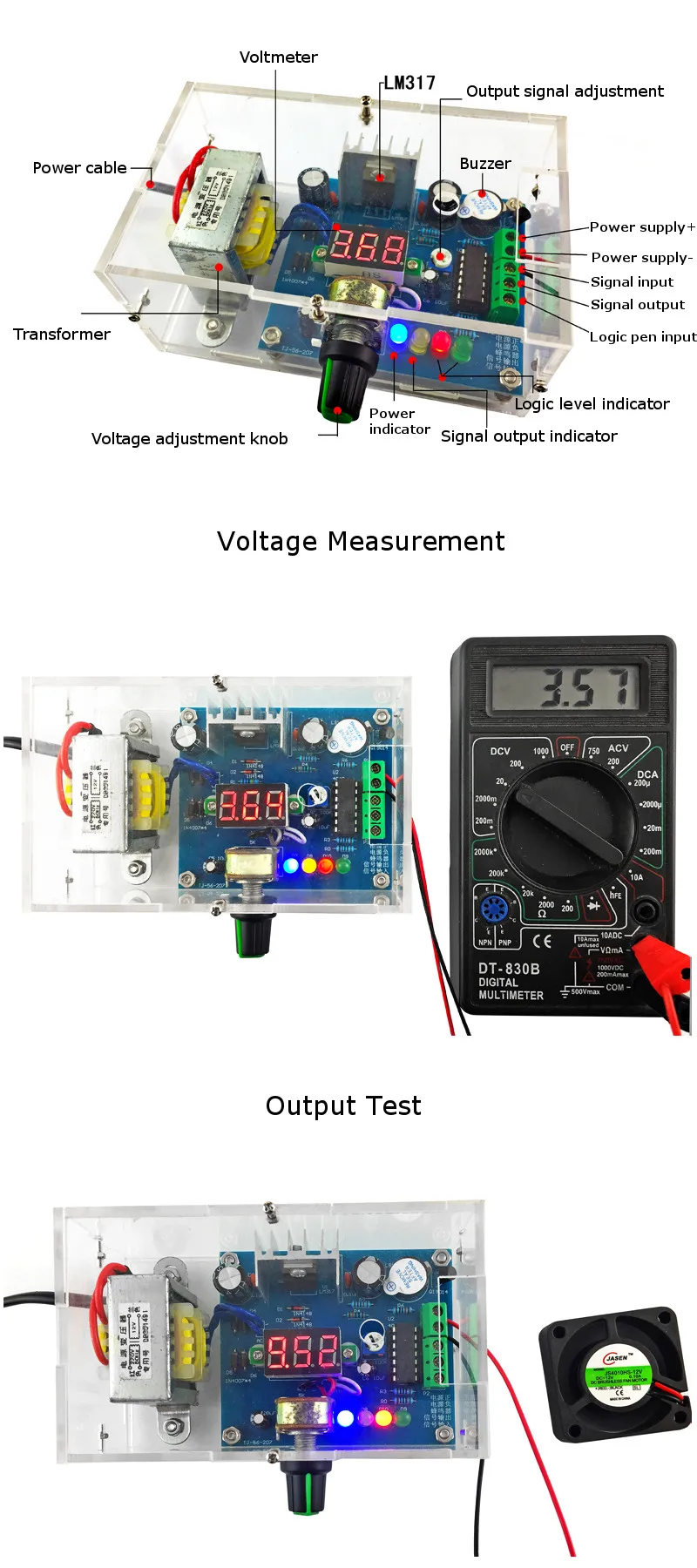 DIY AC 220V к DC 1,25 V-12 V LM317 регулируемый блок питания с корпусом