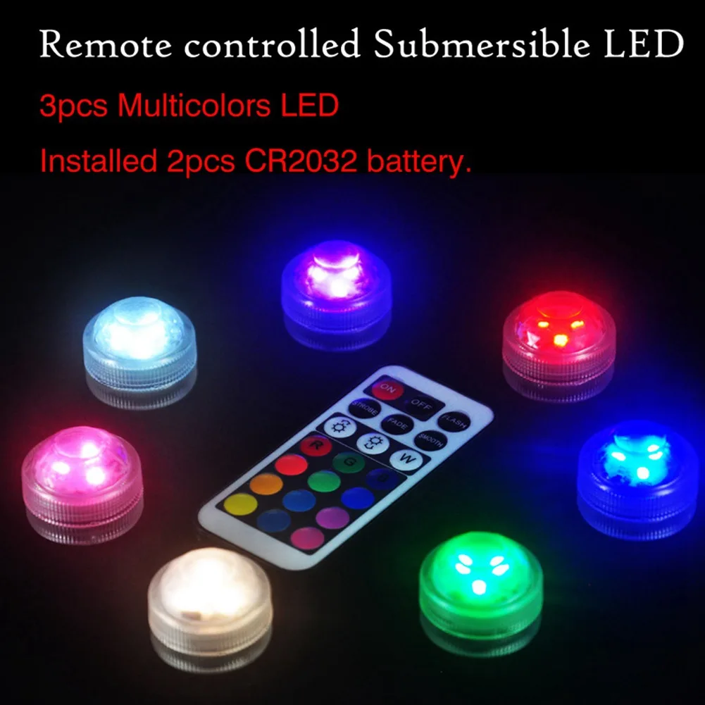 

CR2032 Battery Operated Multi-color Remote Controller Submersible Diving Light For Swimming Pool Fishbowl & Aquarium Decoration