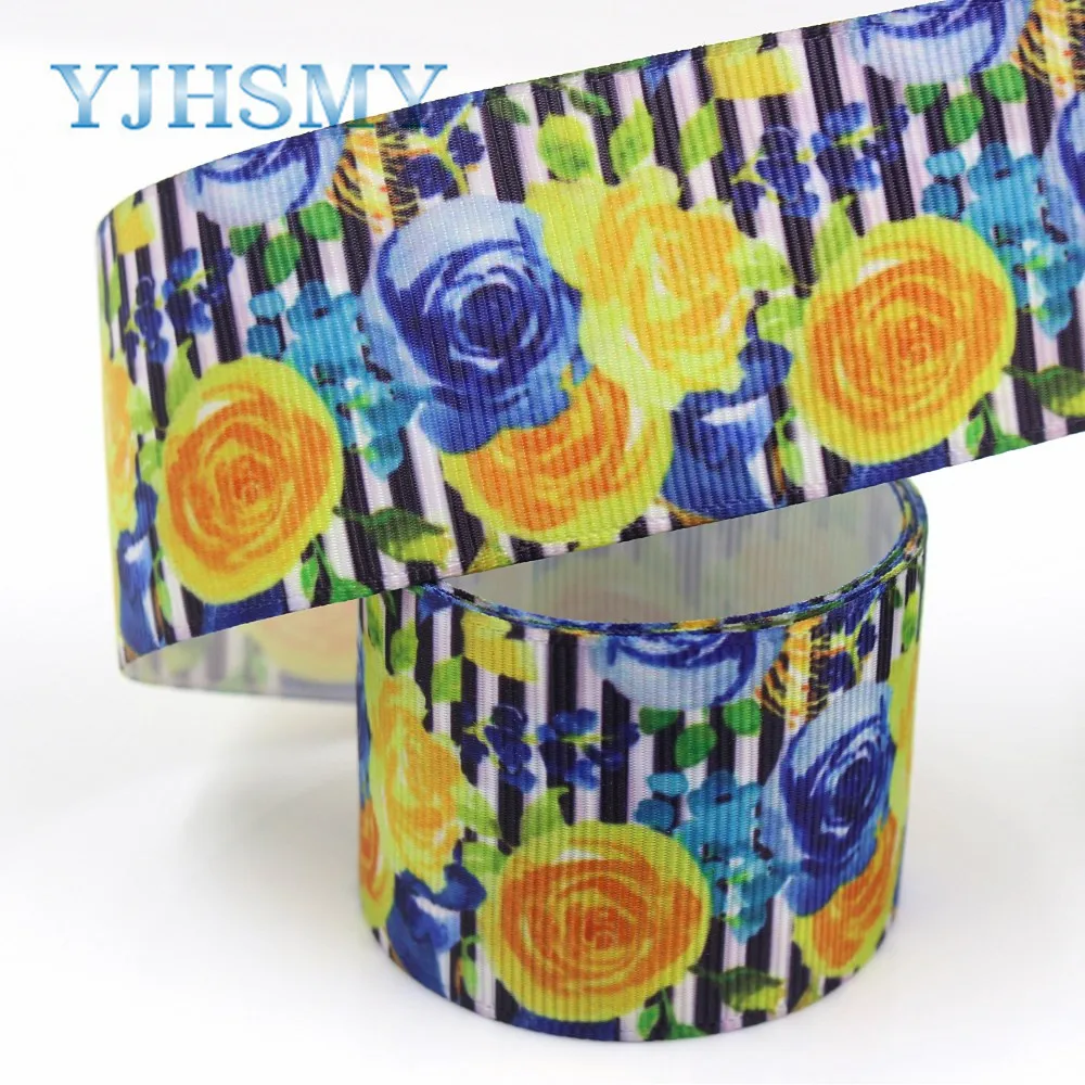 YJHSMY I 19330 838 38 мм 10 ярдов Цветок термопечать ленты grosgrain Бант колпачок DIY аксессуары